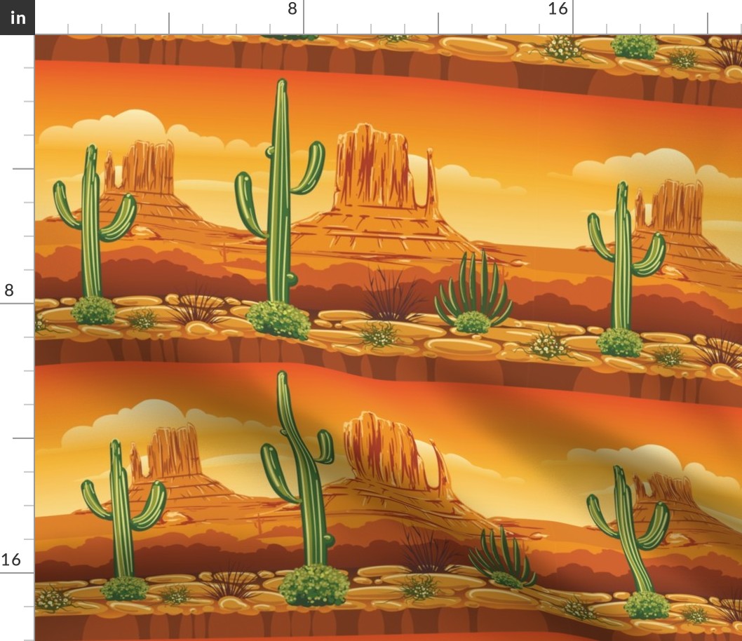 Desert Mountains Cactus Border