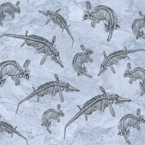 Fossils on blue, large scale