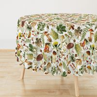 21" Nostalgic Autumn Thanksgiving in the forest - double on white-Antique mushroom fabric,mushrooms fabric Psychadelic  Mushroom Wallpaper