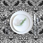 Strawberry Thief by William Morris - LARGE - white and black Adapation Antiqued art nouveau deco