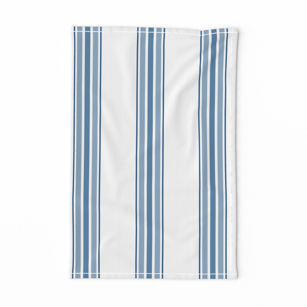 farmhouse ticking stripes in blue on white