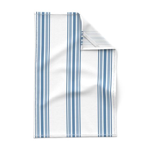 farmhouse ticking stripes in blue on white