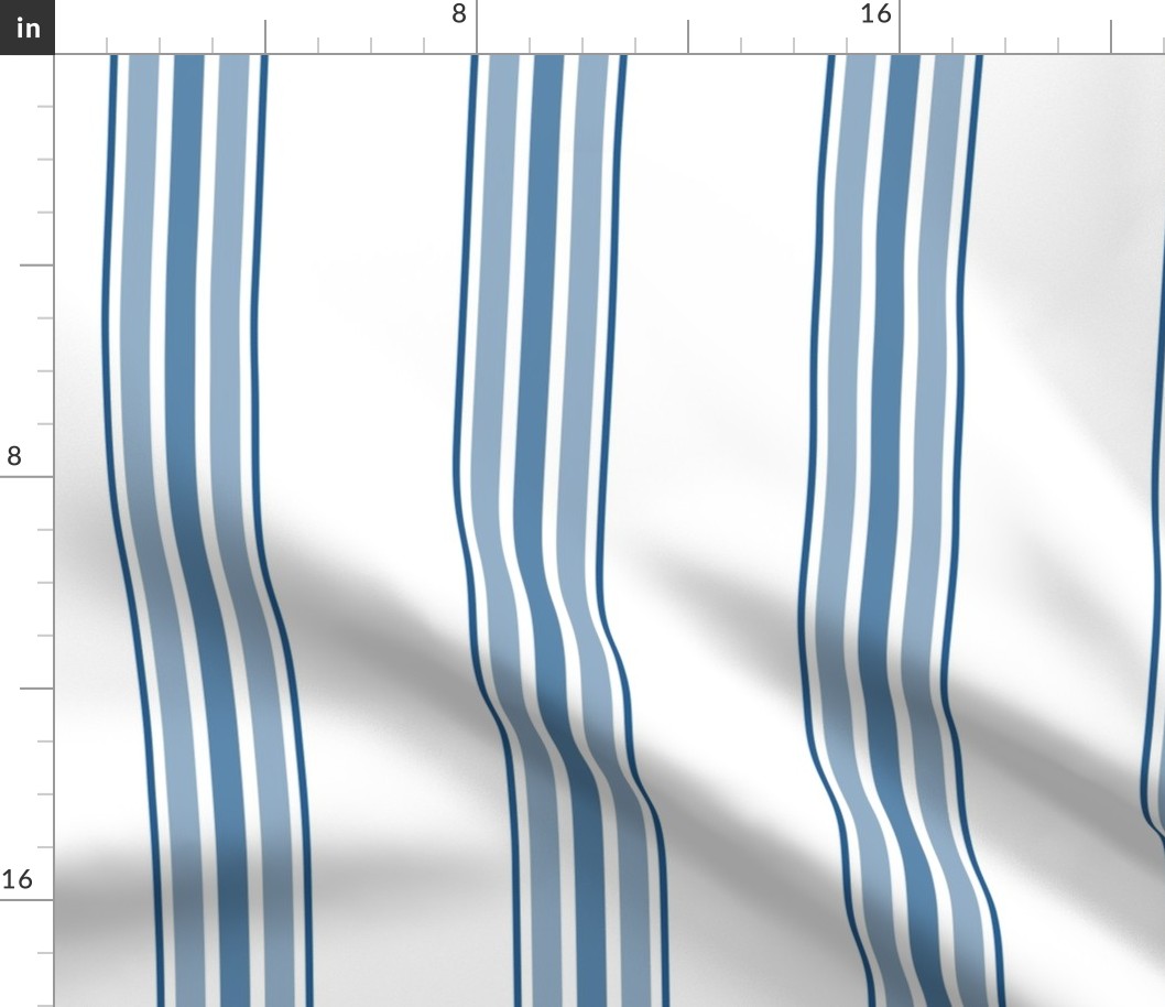 farmhouse ticking stripes in blue on white