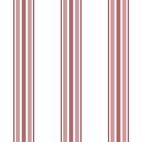 farmhouse ticking stripes in brick red on white