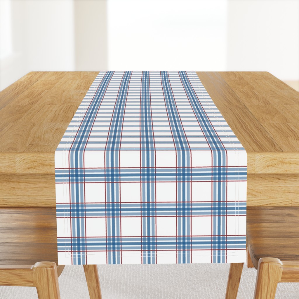 farmhouse plaid in red, white and blue