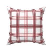farmhouse plaid in brick red and white
