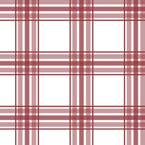 farmhouse plaid in brick red and white