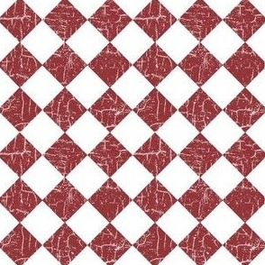 farmhouse diamond checkerboard brick red and white, distressed, rustic checkers