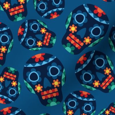 Sugar Skull Flower on Navy