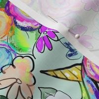 Rainbow Unicorns + Flowers // Minty Green