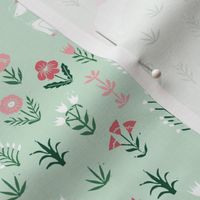 linocut unicorn // flower, floral, linocut, unicorns nursery baby design - cute andrea lauren fabric - mint