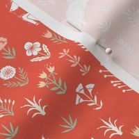 linocut unicorn // flower, floral, linocut, unicorns nursery baby design - cute andrea lauren fabric - coral