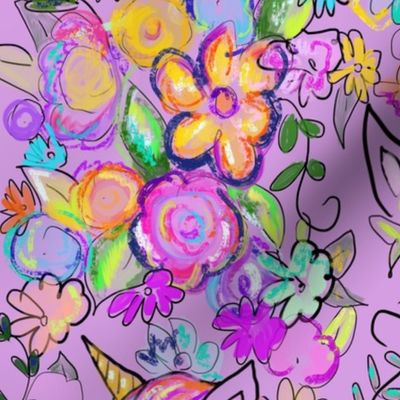 Rainbow Unicorns + Flowers // Violet 