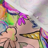 Rainbow Unicorns + Flowers // Peach