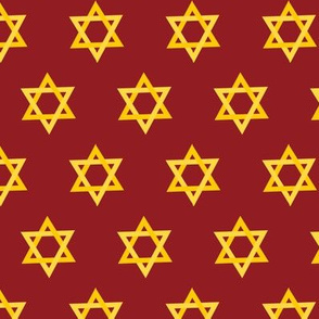 Hanukkah Red and Gold Star of David