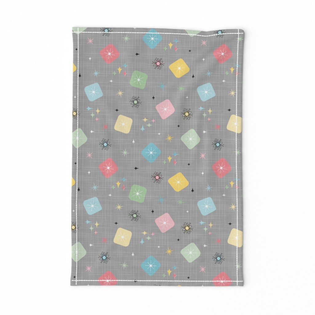 Retro Scattered Atomic Stars Explosions ~ Grey Pastel