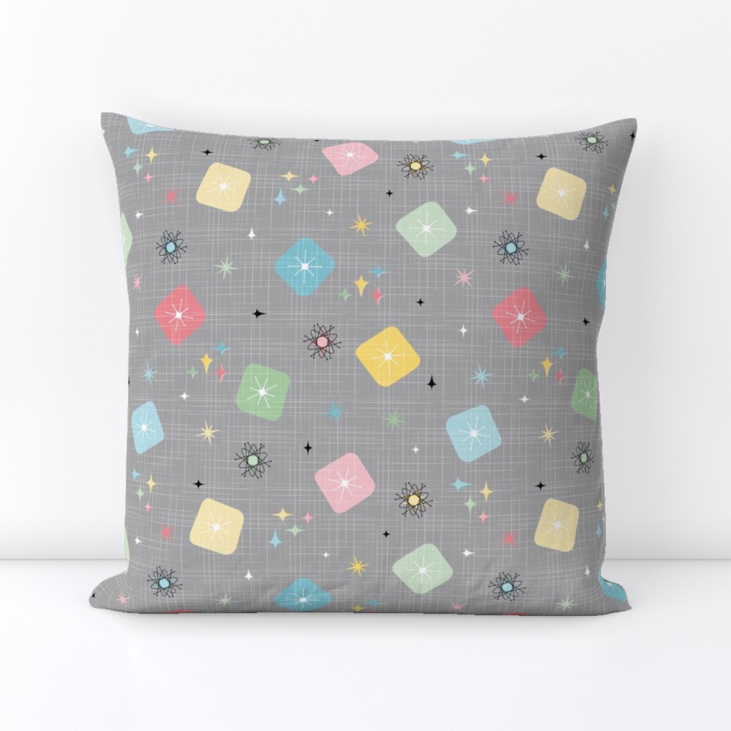 Retro Scattered Atomic Stars Explosions ~ Grey Pastel