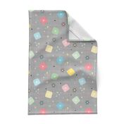 Retro Scattered Atomic Stars Explosions ~ Grey Pastel