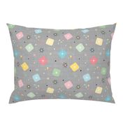 Retro Scattered Atomic Stars Explosions ~ Grey Pastel