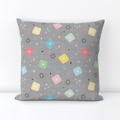 Retro Scattered Atomic Stars Explosions ~ Grey Pastel