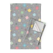 Retro Scattered Atomic Stars Explosions ~ Grey Pastel