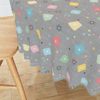 Retro Scattered Atomic Stars Explosions ~ Grey Pastel