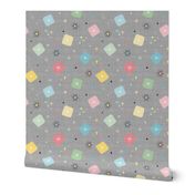 Retro Scattered Atomic Stars Explosions ~ Grey Pastel