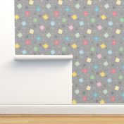 Retro Scattered Atomic Stars Explosions ~ Grey Pastel