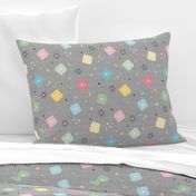 Retro Scattered Atomic Stars Explosions ~ Grey Pastel