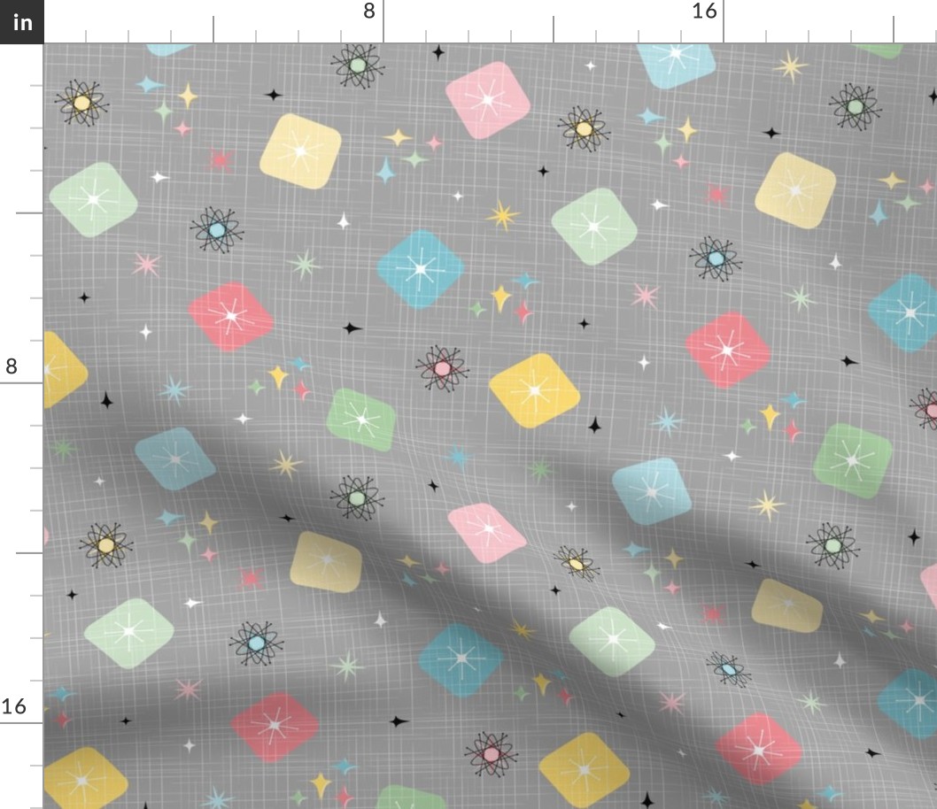Retro Scattered Atomic Stars Explosions ~ Grey Pastel