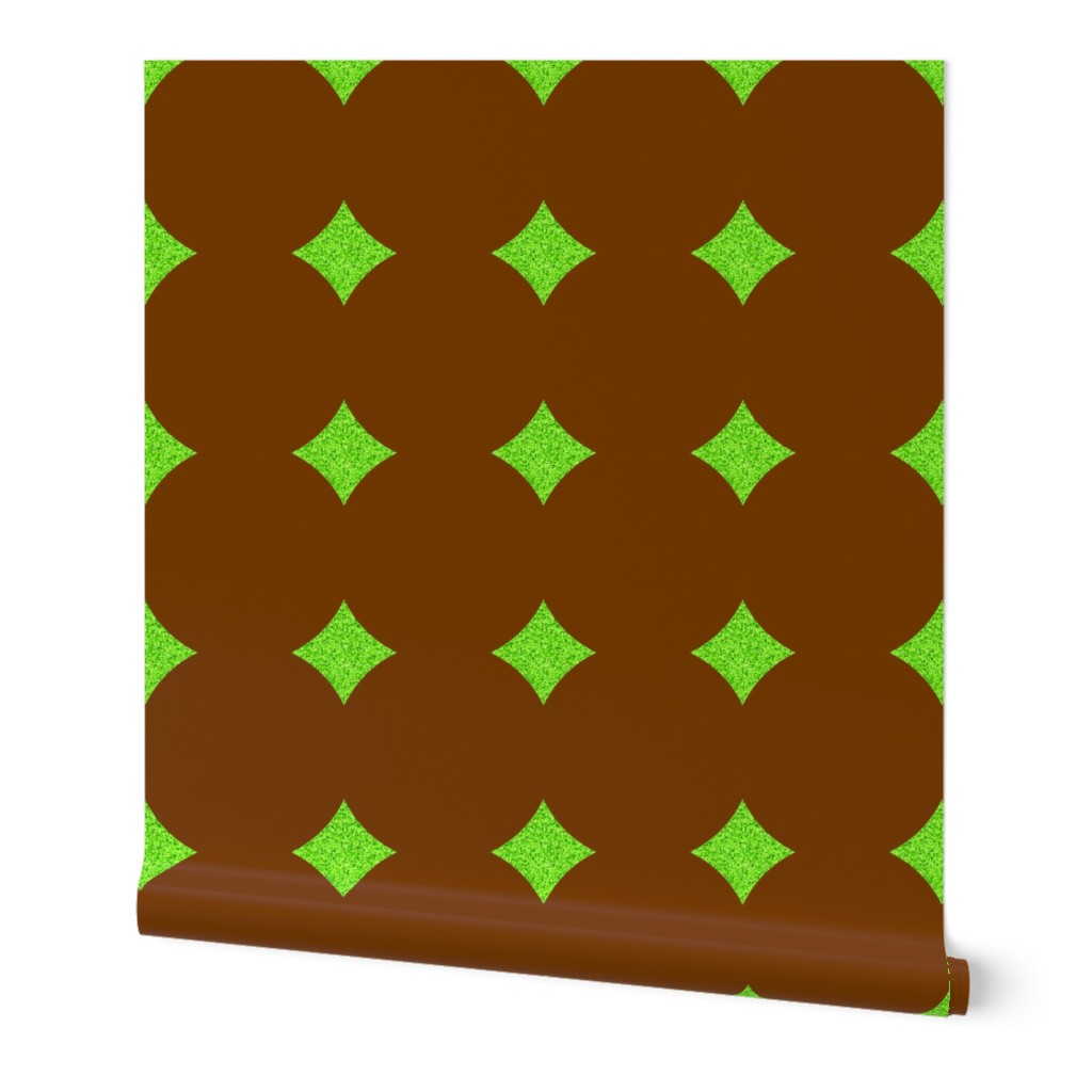 CD1 - Large - Peek-a-Boo Diamonds aka Polka Dot Solidarity  in Speckled Lime Green on Brown