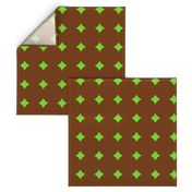 CD1 - Large - Peek-a-Boo Diamonds aka Polka Dot Solidarity  in Speckled Lime Green on Brown