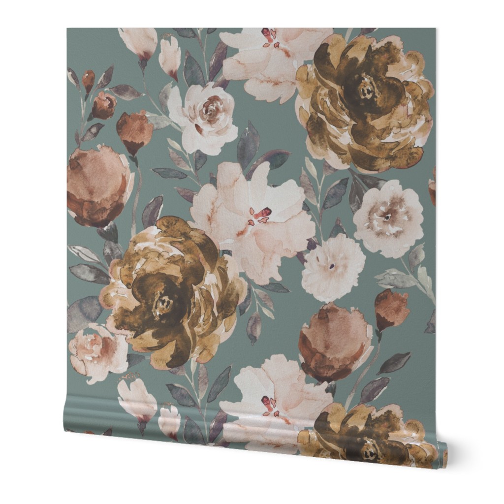 IBD Autumn cocao cream peonies sage B