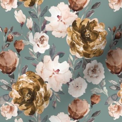 IBD Autumn cocao cream peonies sage B