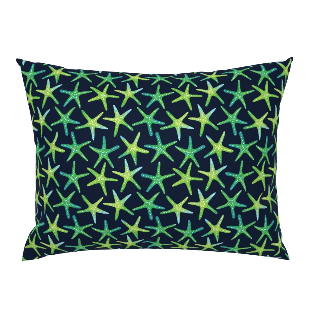 Lime N Aqua Starish On Navy Background