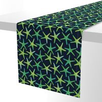 Lime N Aqua Starish On Navy Background