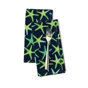 Lime N Aqua Starish On Navy Background