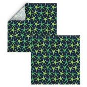 Lime N Aqua Starish On Navy Background