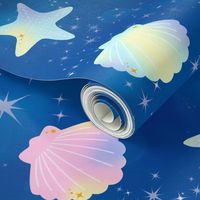 1 seashells clams starfishes sea marine ocean water glitter sparkles stars purple pink dark blue yellow ombre rainbow pastel bubbles kawaii adorable cute egl elegant gothic lolita   