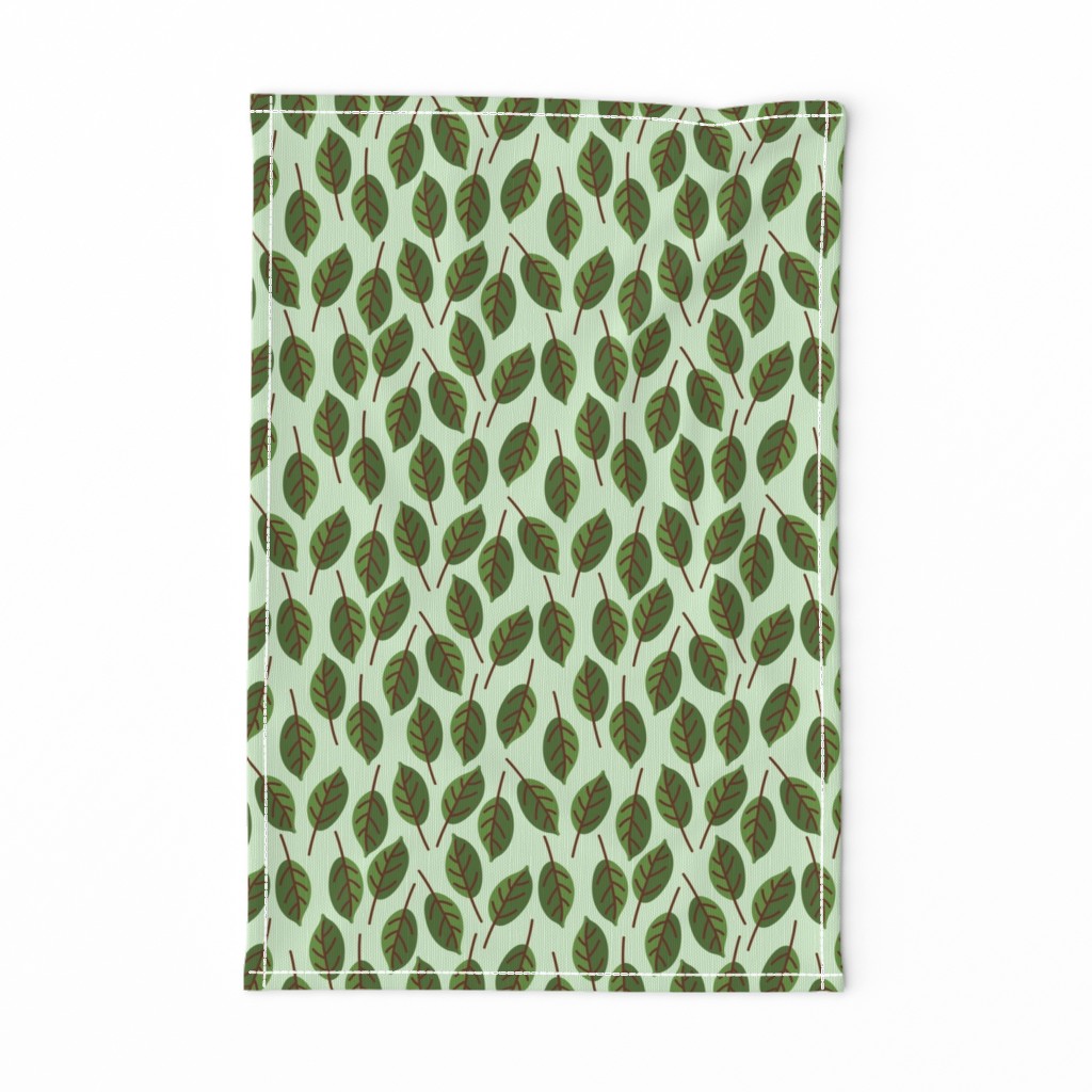 Trendy Green Brown Leaf Pattern