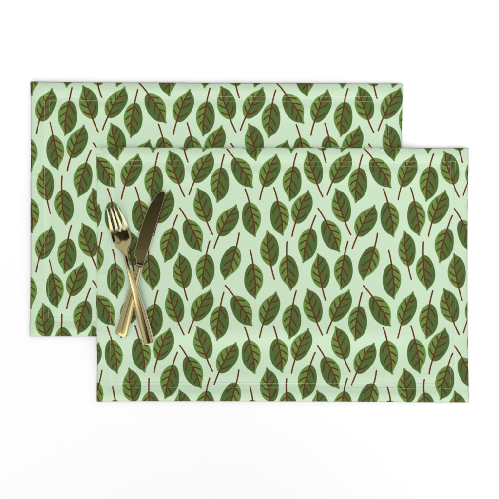 Trendy Green Brown Leaf Pattern