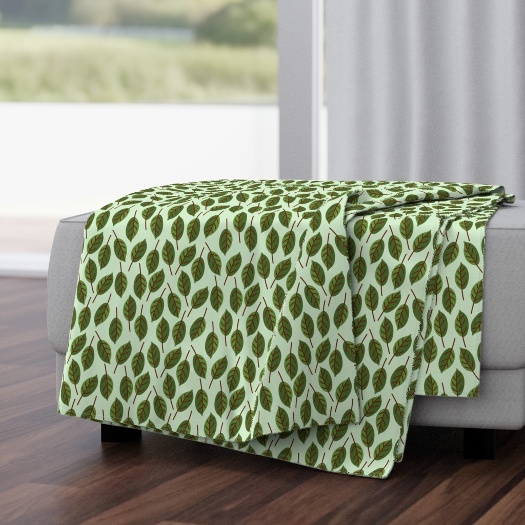 Trendy Green Brown Leaf Pattern