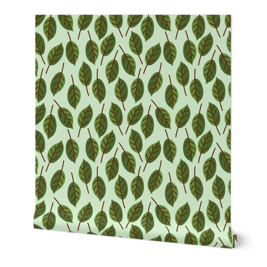 Trendy Green Brown Leaf Pattern