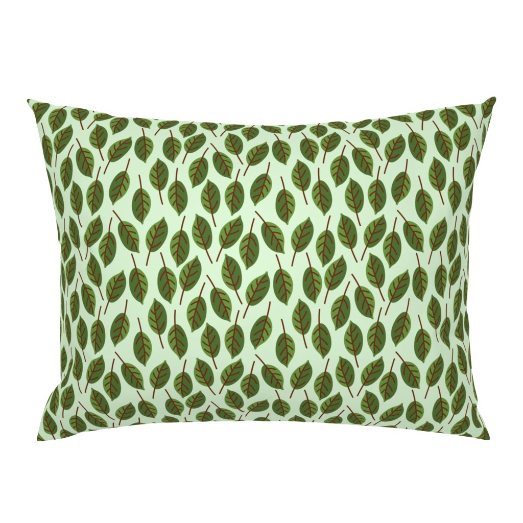 Trendy Green Brown Leaf Pattern