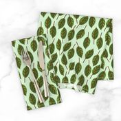 Trendy Green Brown Leaf Pattern