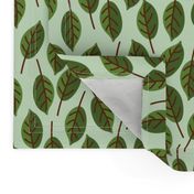 Trendy Green Brown Leaf Pattern