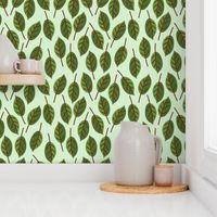 Trendy Green Brown Leaf Pattern