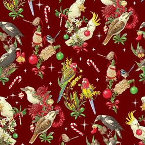 Bush Birds of Christmas - Burgundy