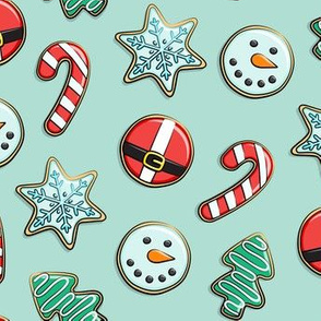 Christmas Sugar Cookies - aqua - holiday 