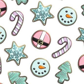 Christmas Sugar Cookies - Pastel on white - holiday